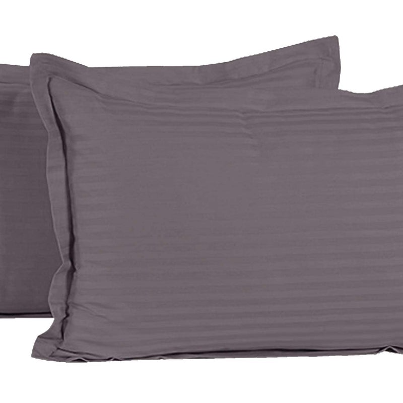 Kuber Industries Cotton Luxurious Pillow Cover|Ultra Soft Satin Striped Pillow Case|Breathable & Wrinkle Free|Pack of 2(Grey) - Image 3
