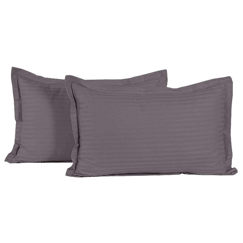 Kuber Industries Cotton Luxurious Pillow Cover|Ultra Soft Satin Striped Pillow Case|Breathable & Wrinkle Free|Pack of 2(Grey) - Image 1