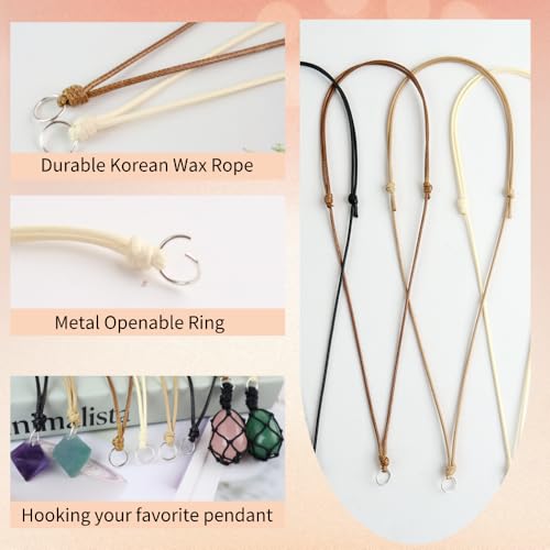 FANASY 20 Pcs Black Necklace Cord for Pendant, Necklace String Adjustable Knotted Handmade Craft Choker with Metal Ring for Hanging Pendants Rope（Style 1） - Image 3