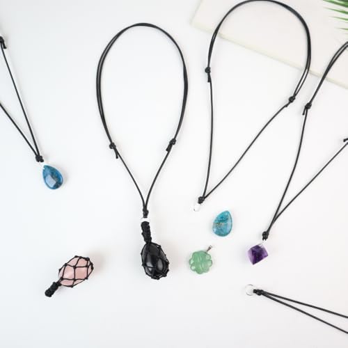 FANASY 20 Pcs Black Necklace Cord for Pendant, Necklace String Adjustable Knotted Handmade Craft Choker with Metal Ring for Hanging Pendants Rope（Style 1） - Image 4