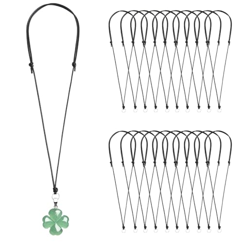 FANASY 20 Pcs Black Necklace Cord for Pendant, Necklace String Adjustable Knotted Handmade Craft Choker with Metal Ring for Hanging Pendants Rope（Style 1） - Image 1