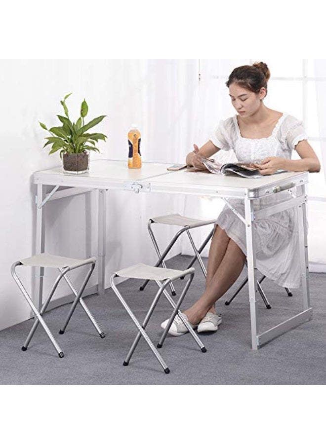 DEXO طاولة قابلة للطي من سبائك الألمنيوم المحمولة – تتسع لـ 4 أشخاص، تصميم خارجي حديث للتخييم، تناول الطعام، الصالة الرياضية والنزهات - Image 5