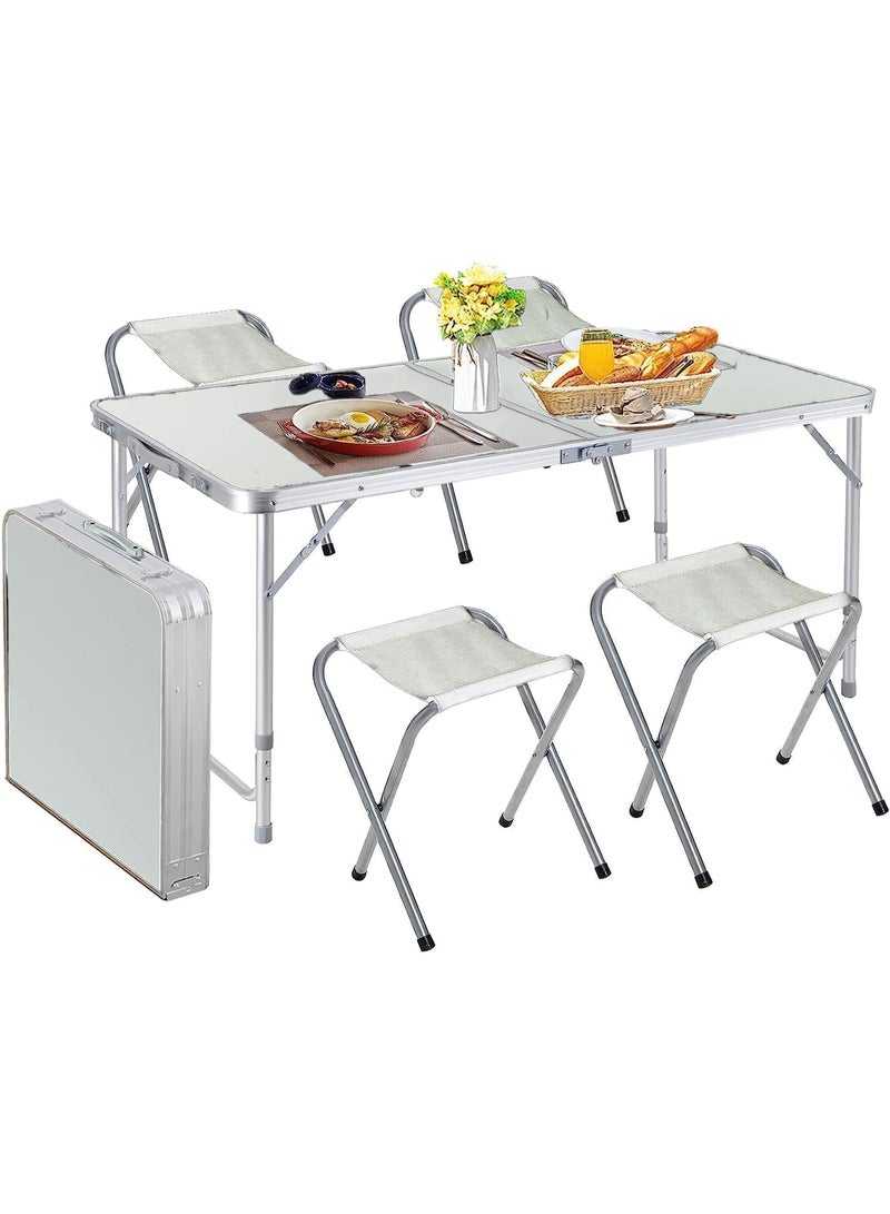 DEXO طاولة قابلة للطي من سبائك الألمنيوم المحمولة – تتسع لـ 4 أشخاص، تصميم خارجي حديث للتخييم، تناول الطعام، الصالة الرياضية والنزهات - Image 2