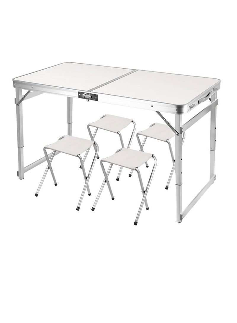 DEXO طاولة قابلة للطي من سبائك الألمنيوم المحمولة – تتسع لـ 4 أشخاص، تصميم خارجي حديث للتخييم، تناول الطعام، الصالة الرياضية والنزهات - Image 1