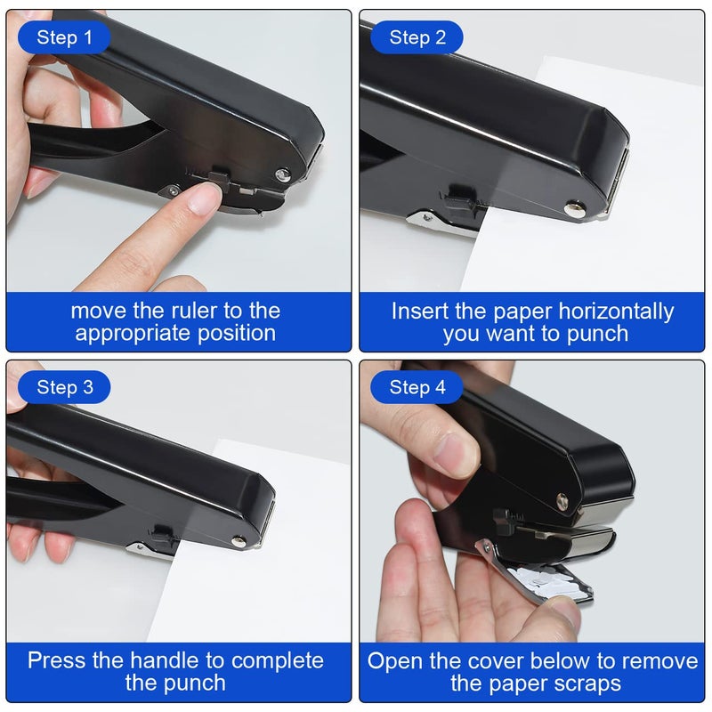 JIKIOU Hole Punch, Upgraded All-Metal Construction Hole Punch, Hole Puncher for DIY Crafts Paper (Elliptical Aperture:0.6 x 0.16 inch) - Image 2