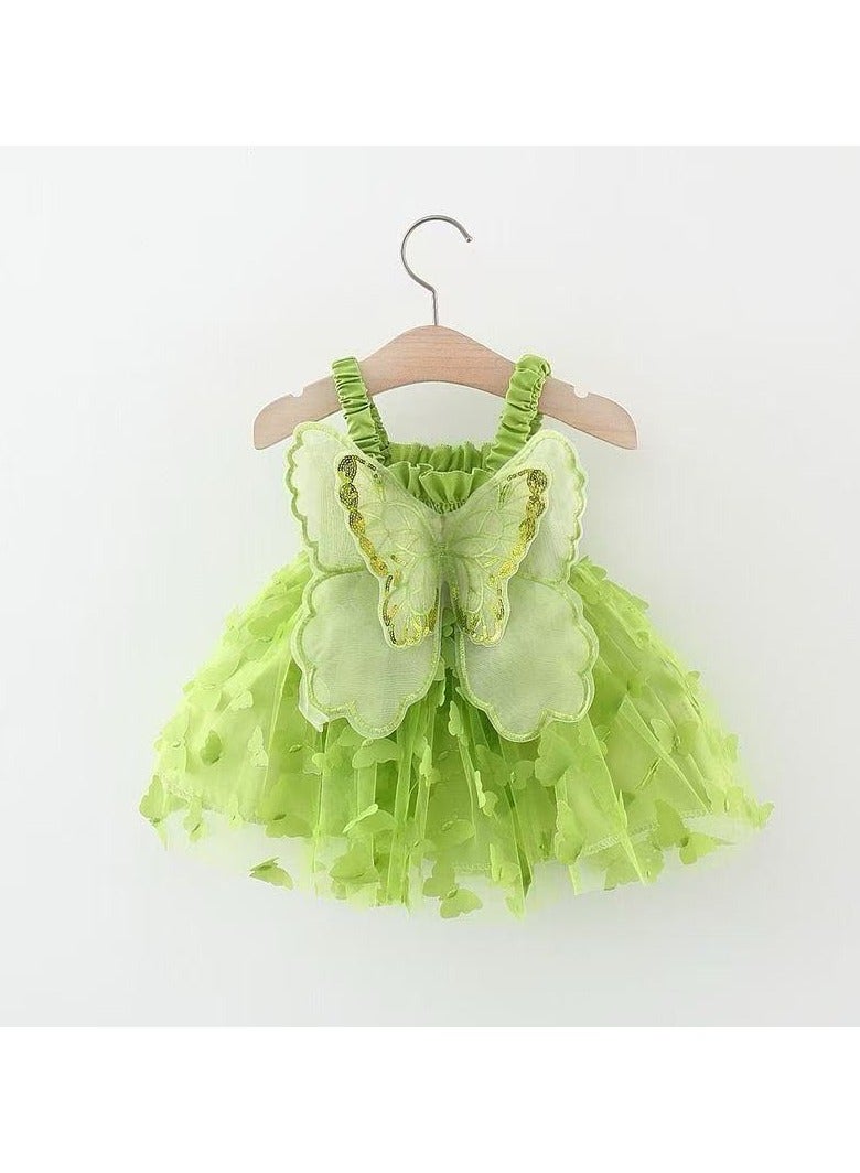 Newborn Baby Girl Tulle Princess Dress – Sleeveless Summer Party Outfit with Mesh Wings, Fluffy Tutu Baby Shower Gift – 66cm (0-3M)  - Image 1