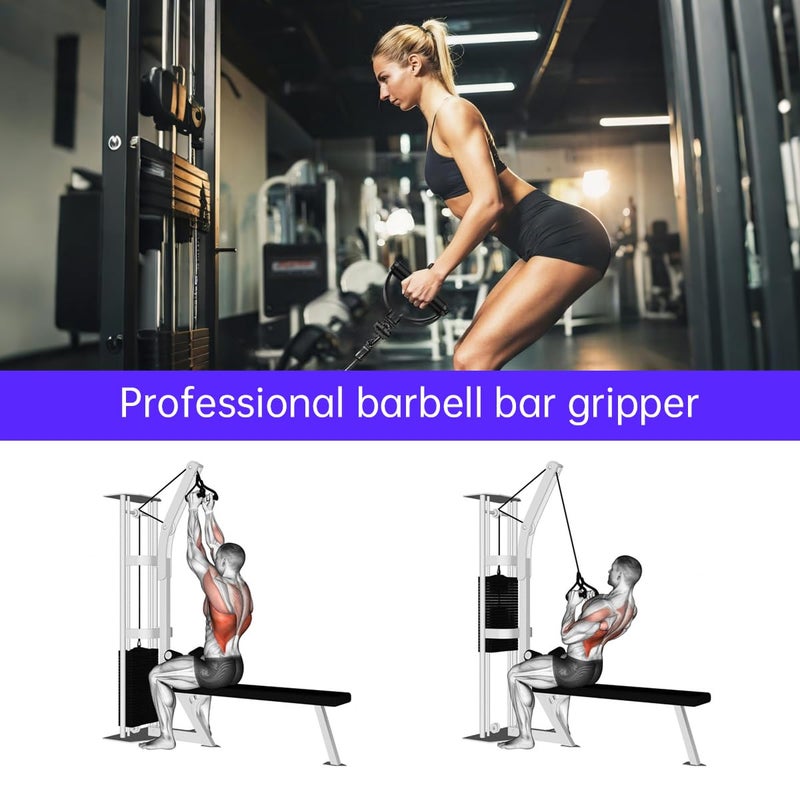 AimiDream Double D Row,V Bar Landmine Handle Attachment for Barbell Bar, Handle Cable Attachment for Weight Workout with Non-Slip Rubber Handle, Fits Olympic Bars Strength Training Bars,Black - Image 3