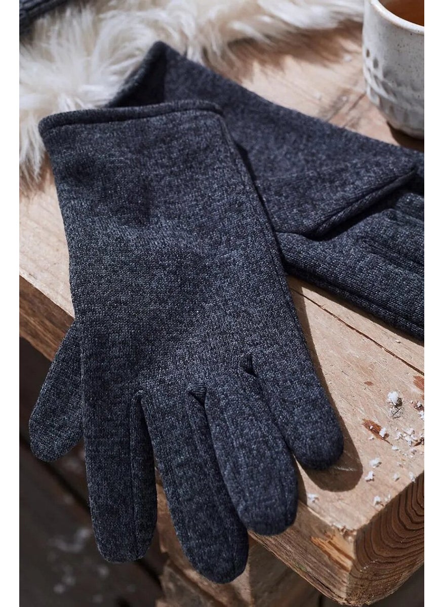 Tchibo - Women Knitted Fleece Gloves, Navy - Image 1