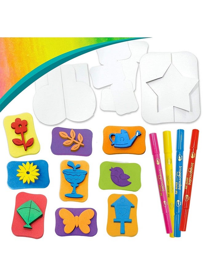 Imagimake Stamp Art Garden Stamps For Kids With Easy Blending Pens ; Arts And Crafts For Kids Ages 35 ; 3 To 5 Year Old Girl Gifts & Boy Gifts ; Coloring Set - Image 4