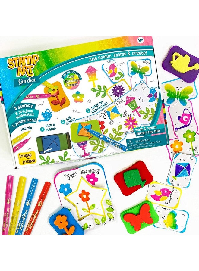 Imagimake Stamp Art Garden Stamps For Kids With Easy Blending Pens ; Arts And Crafts For Kids Ages 35 ; 3 To 5 Year Old Girl Gifts & Boy Gifts ; Coloring Set - Image 2