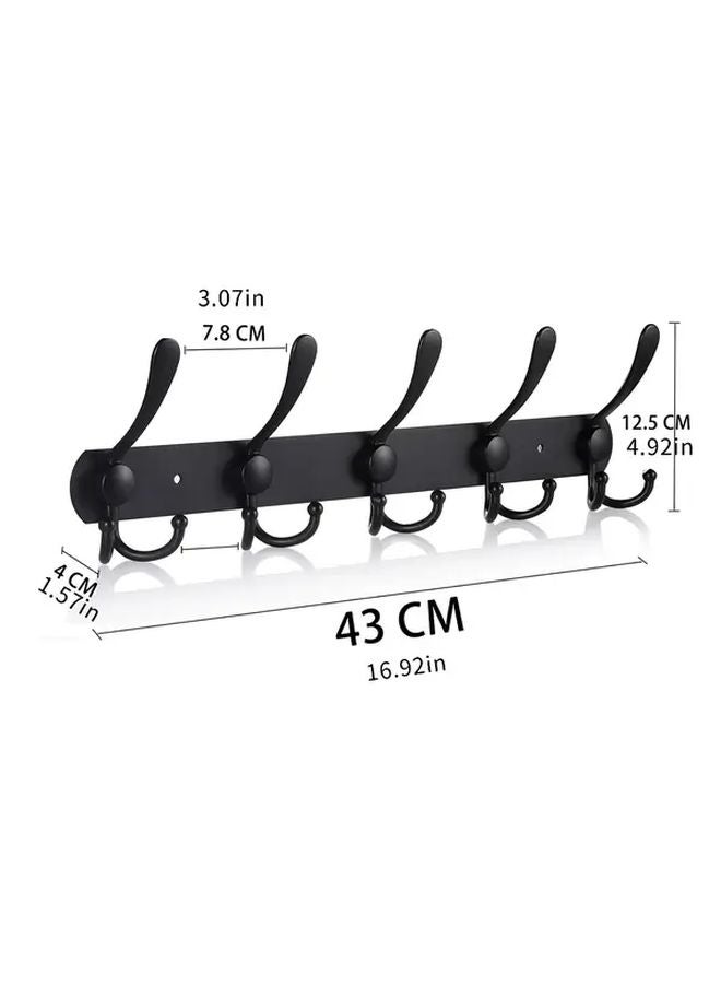 Black Wall Mounted Coat Rack 5 Hooks Heavy Duty Stainless Steel Space Saving - Image 4