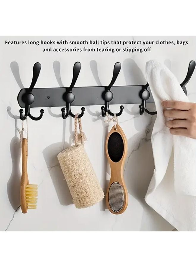 Black Wall Mounted Coat Rack 5 Hooks Heavy Duty Stainless Steel Space Saving - Image 3