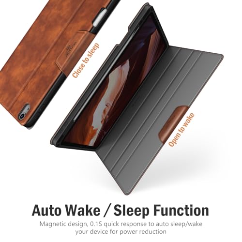 Antbox Case for iPad Air 11-inch M3 (2025) / M2 (2024), iPad Air 5th/4th Generation 10.9'' Vegan Leather with Pencil Holder Typing Angle Auto Sleep/Wake Muti-Stand (Brown) - Image 3