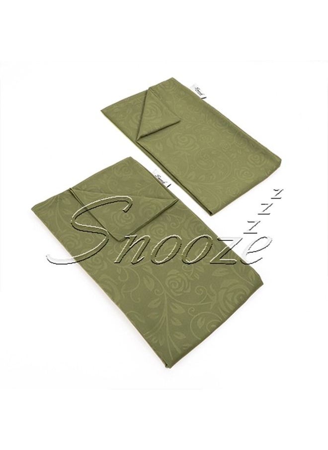 snooze - Snooze Flat Jakared microfiber Bed Sheet - Dark green (flowery design) 220*240 Cm + Free 2 Pillowcases - Image 1
