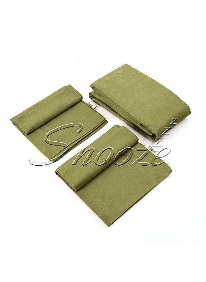 snooze - Snooze Flat Jakared microfiber Bed Sheet - Dark green (flowery design) 220*240 Cm + Free 2 Pillowcases - Image 1