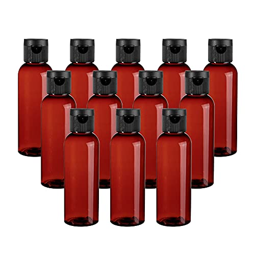 TANCANO Travel Container for Toiletries Amber Empty Plastic Bottles 3.4oz/100ml Refillable Travel Shampoo and Conditioner Bottles with Caps - Image 1