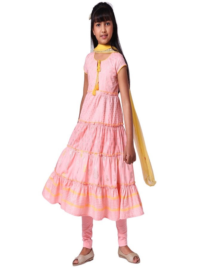 Biba طقم سالوار قطن للبنات من بيبا (KW3526_كورال_4 5 سنوات) - Image 1