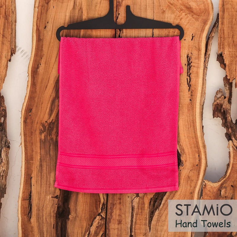 STAMIO Cotton 425 GSM Hand Towel Set of 2, 33 X 51 cm for Men, Women, Home Use, Gym, Wash Basin | Soft, Absorbent, Quick Dry, Small Size Towels, Travel Friendly | Magenta - Image 3