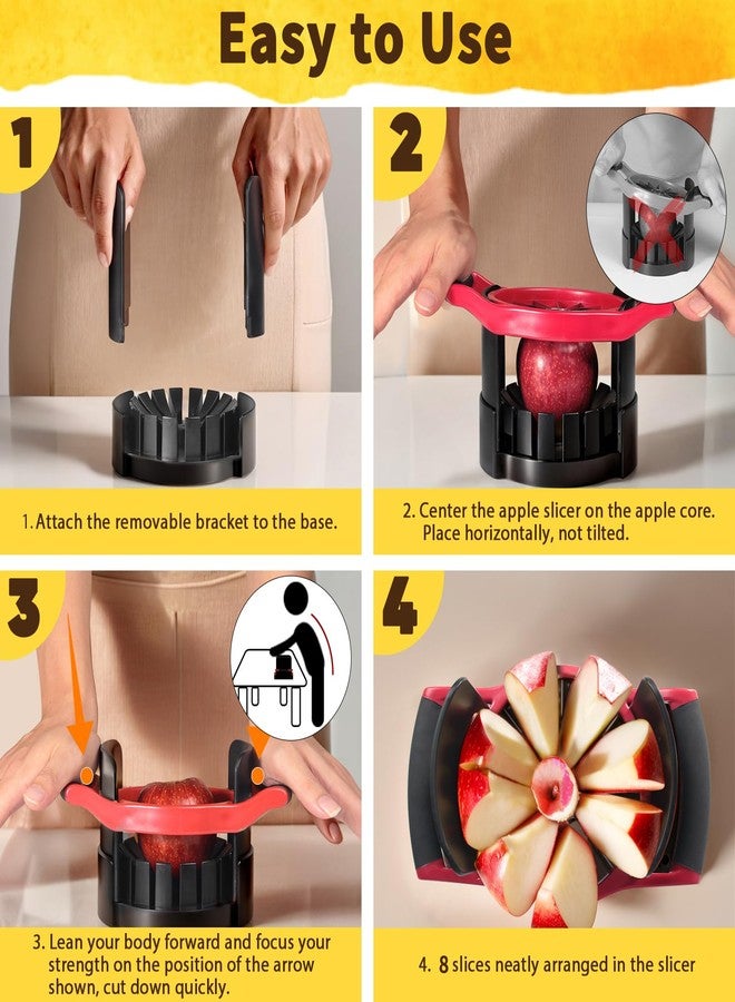 Newness 5.12 - Inch Large Apple Slicer, Cut 8 Slices All the Way Through, HEAVY - DUTY Stainless Steel Apple Corer & Slicer for Fruits & Vegetables - Dishwasher Safe - Image 4