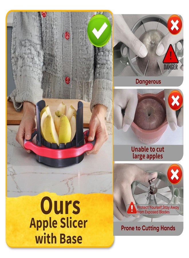 Newness 5.12 - Inch Large Apple Slicer, Cut 8 Slices All the Way Through, HEAVY - DUTY Stainless Steel Apple Corer & Slicer for Fruits & Vegetables - Dishwasher Safe - Image 2