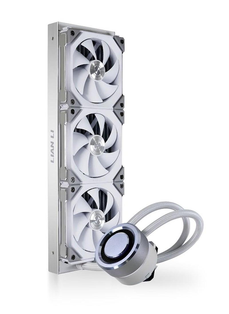 LIAN LI - Lian Li Galahad AIO 360 RGB UNI Fan SL120 Edition White - Dual 120mm Addressable RGB Fans AIO CPU Liquid Cooler - GA-360SLA - Image 1
