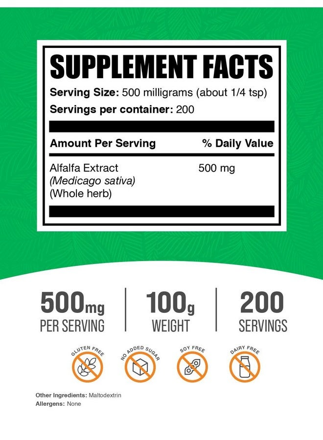 Bulksupplements Alfalfa Extract Powder (100 grams) 83 Servings - Image 2