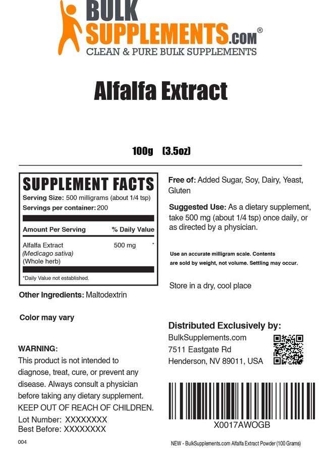 Bulksupplements Alfalfa Extract Powder (100 grams) 83 Servings - Image 4