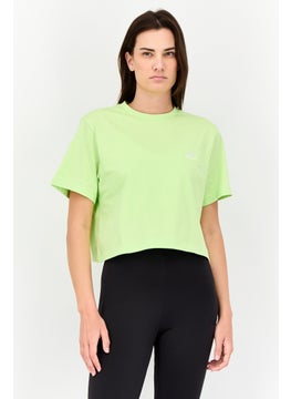 Adidas Women Sportswear Fit Short Sleeve Outdoor Top, Lime Green  - Image 1