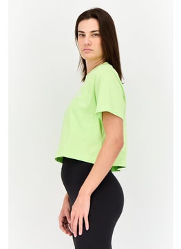 Adidas Women Sportswear Fit Short Sleeve Outdoor Top, Lime Green  - Image 2