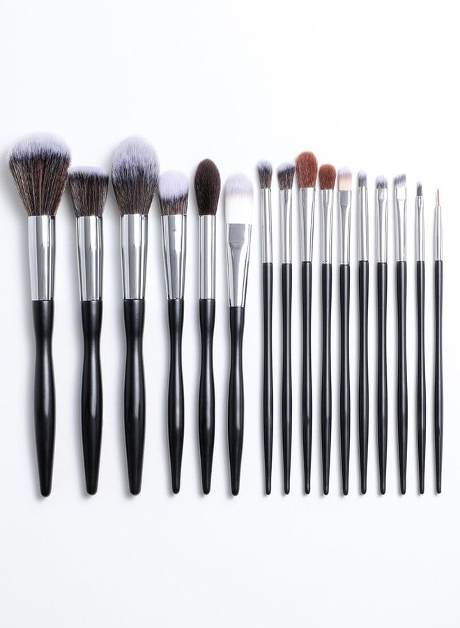Gleva Makeup Brushes Premium Synthetic Kabuki Foundation Powder Concealers Eye Shadows 16 Pcs Brush Set With Pouch Professional Blush, Face Powder, Highlighter, Contour, Blending Eyeliner (Black) - Image 1