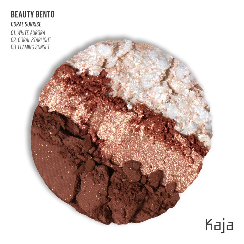 Kaja Beauty Bento Collection | Mosaic chrome + Shimmer + Matte | 18 Coral Sunrise - Coral Peach | 2019 Best of Beauty Award in Glitter-Pressed Category - Image 2