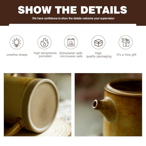 DIF DECO Pour Over Coffee Maker Set Vintage Ceramic Pour Over Coffee Dripper Set with 20 Count Paper Coffee Filters,for Home Café Restaurant Camping,15.8 Ounces(Yellow) - Image 4