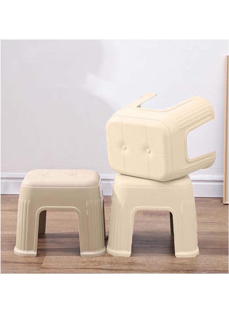 Huitich Light Khaki Plastic Shoe Stool – 24×25×20 cm | Multi-Purpose Lightweight Footrest & Seat  - Image 4