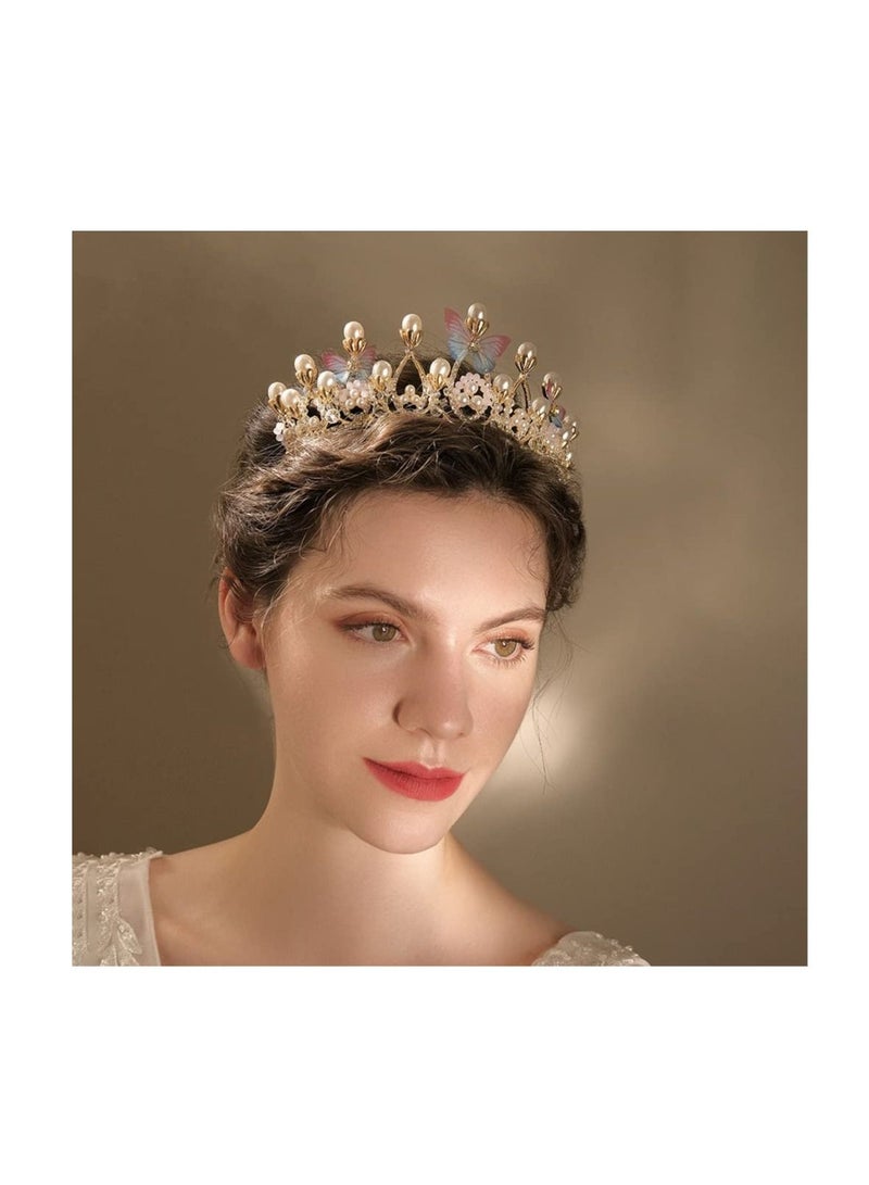 Girls Crystal Tiara Crown Women Flower Butterfly Princess Headband Gift for Carnival Headdress Fancy Dress Wedding Prom Birthday Party for 5-16 Years Teens (15*6 cm) - Image 5