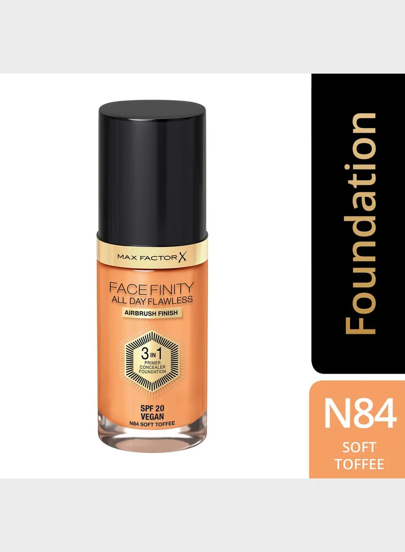 Max Factor Max Factor Facefinity All Day Flawless 3 in 1 Foundation – N84 – Soft Toffee, 30ml