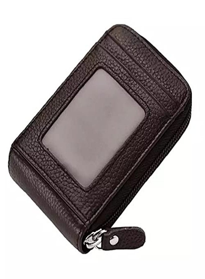 GLAMAXY G L A M A X Y PU Leather 9 Slot Vertical Credit Debit Card Holder Money Wallet Zipper Coin Purse for Men Women - Brown - Image 5