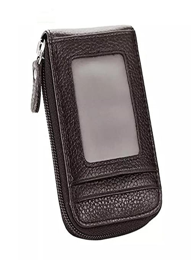 GLAMAXY G L A M A X Y PU Leather 9 Slot Vertical Credit Debit Card Holder Money Wallet Zipper Coin Purse for Men Women - Brown - Image 4