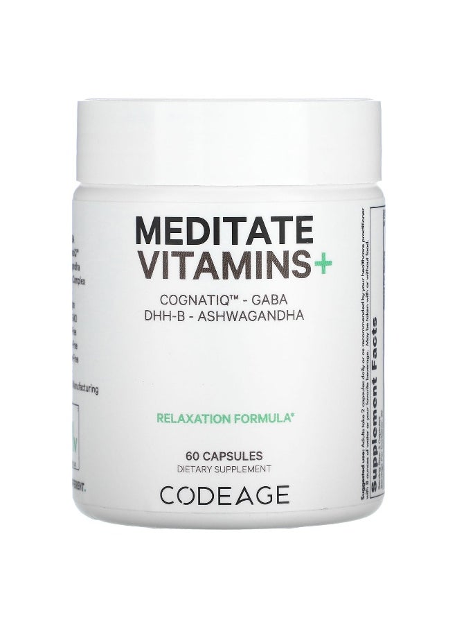 Codeage - Codeage, Meditate Vitamins+, CognatiQ, GABA, DHH-B, Ashwagandha, 60 Capsules - Image 1