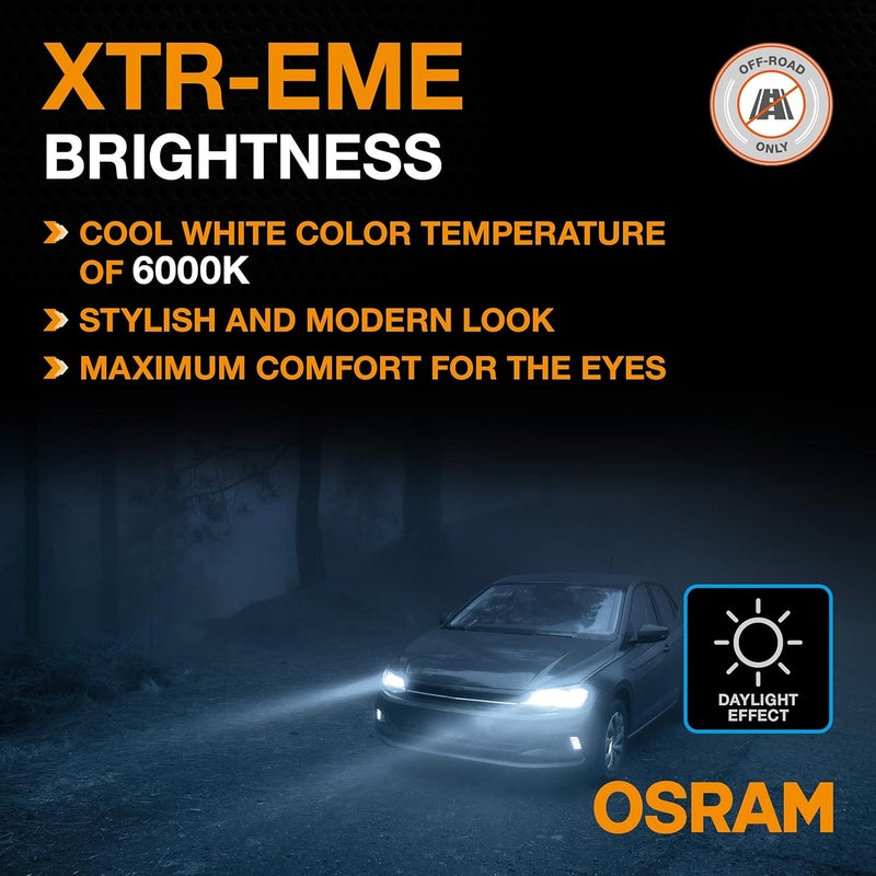 أوسرام LEDriving® XTR، مصابيح أمامية LED من نوع H7، ضوء LED أبيض بارد، مخصصة للاستخدام خارج الطرق فقط، رقم المنتج: 64210DWXTR، علبة تخزين قابلة للطي (تحتوي على 2 مصباح). - Image 3