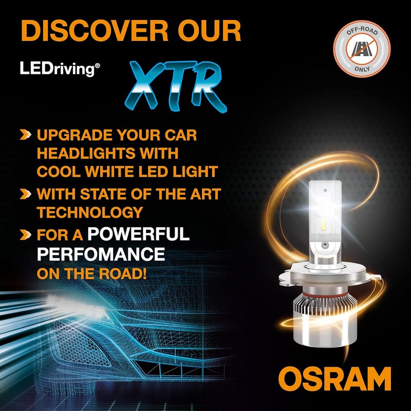 أوسرام LEDriving® XTR، مصابيح أمامية LED من نوع H7، ضوء LED أبيض بارد، مخصصة للاستخدام خارج الطرق فقط، رقم المنتج: 64210DWXTR، علبة تخزين قابلة للطي (تحتوي على 2 مصباح). - Image 2