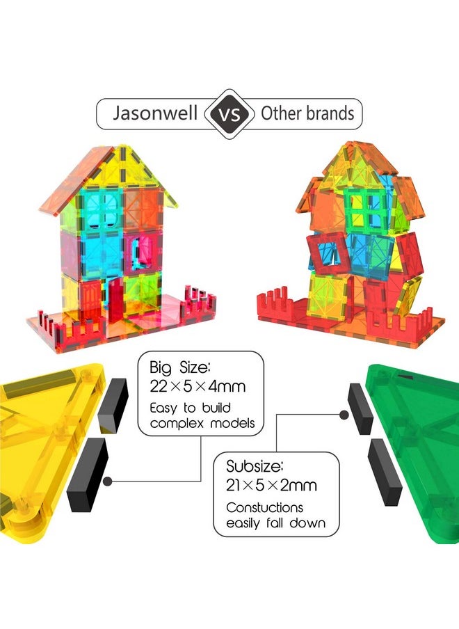 Jasonwell Jasonwell Magnetic Tiles Building Blocks Set for Boys Girls Preschool Educational Magnet Construction Kit Stacking STEM Toys Christmas Birthday Gifts for Kids Toddlers 3 4 5 6 7 8 9 10 + Year Old  - Image 3