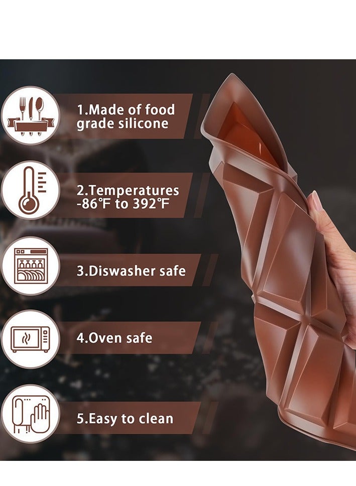 قالب شوكولاتة من السيليكون الآمن غذائيًا، قالب لوحي محلي الصنع، شكل شريط مكعب مستطيل، نموذج كعكة عيد الميلاد - Image 3