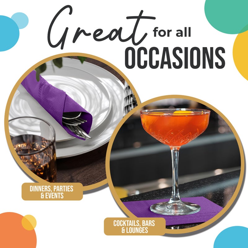 Exquisite Purple Paper Napkins Disposable Everyday 50 Pcs 2 Ply Purple Cocktail Napkins Paper Everyday Colored Napkin For Parties Beverage Napkin For Tables Party Supplies & Party Decorations - Image 4