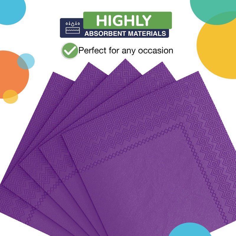 Exquisite Purple Paper Napkins Disposable Everyday 50 Pcs 2 Ply Purple Cocktail Napkins Paper Everyday Colored Napkin For Parties Beverage Napkin For Tables Party Supplies & Party Decorations - Image 1