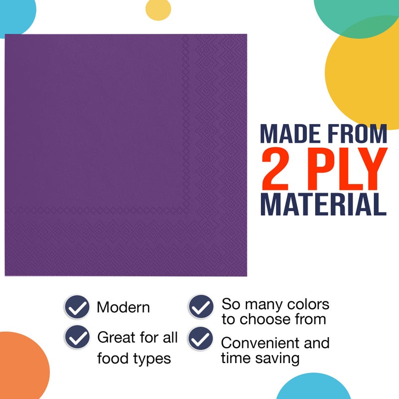 Exquisite Purple Paper Napkins Disposable Everyday 50 Pcs 2 Ply Purple Cocktail Napkins Paper Everyday Colored Napkin For Parties Beverage Napkin For Tables Party Supplies & Party Decorations - Image 3