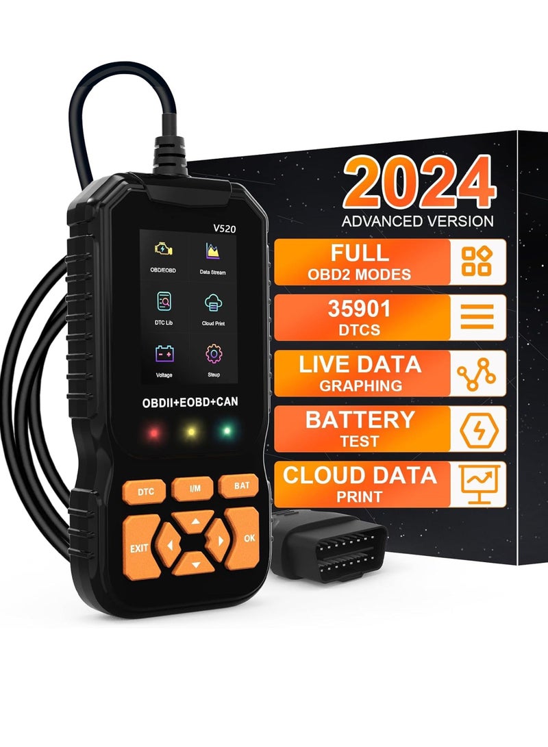 2024 Professional OBD2 Scanner Diagnostic Tool Enhanced Auto Check Engine with Read/Erase Fault Code, 35,901 DTCs, Cloud Data Print, Code Reader Scanner for Cars After 1996 - Image 1