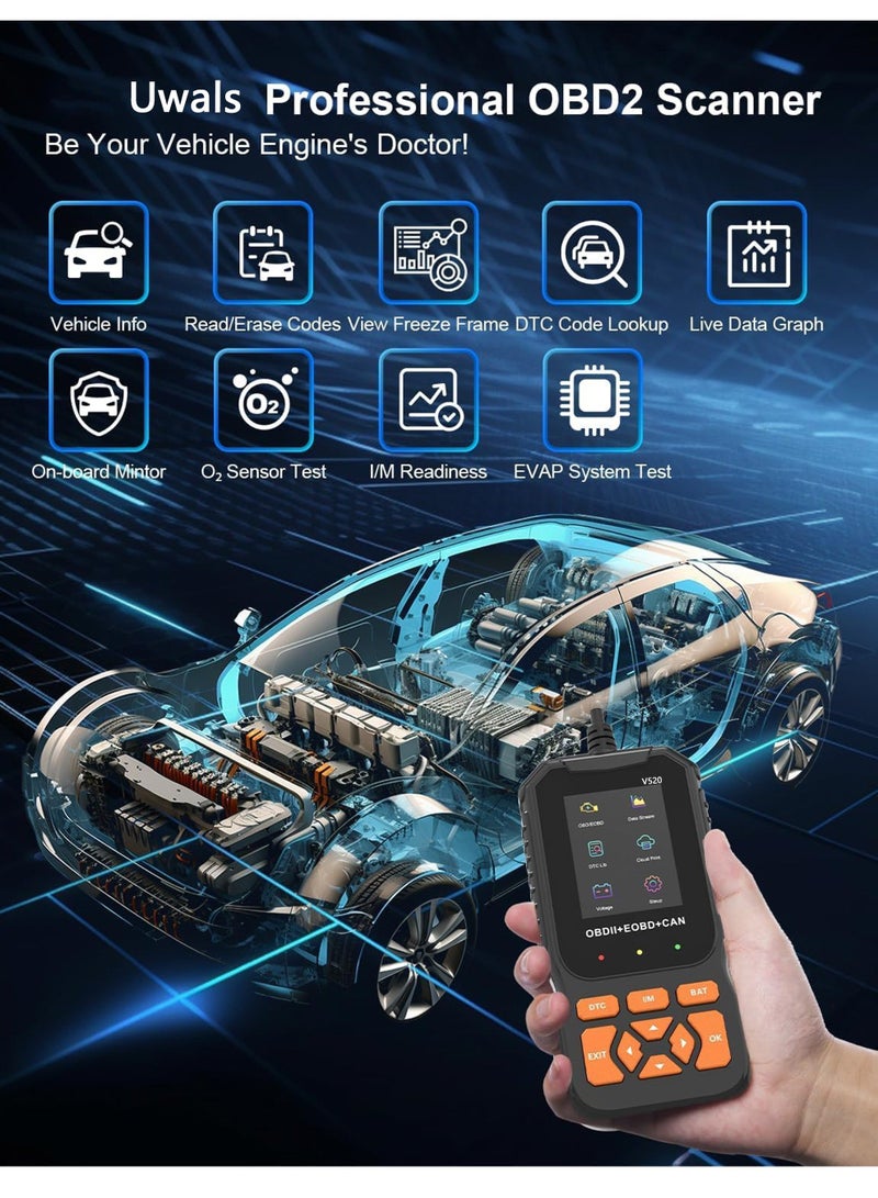 2024 Professional OBD2 Scanner Diagnostic Tool Enhanced Auto Check Engine with Read/Erase Fault Code, 35,901 DTCs, Cloud Data Print, Code Reader Scanner for Cars After 1996 - Image 2