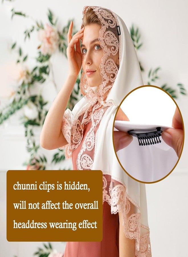 Hyzone Chunni Clips With Safety Pins 10 Teeth Dupatta Clips For Brides - 6 Pcs, Hijab Pins For Scarf, Wigs, Saree Pin For Pallu, Hair Extension Clip For Women- Black - Image 3