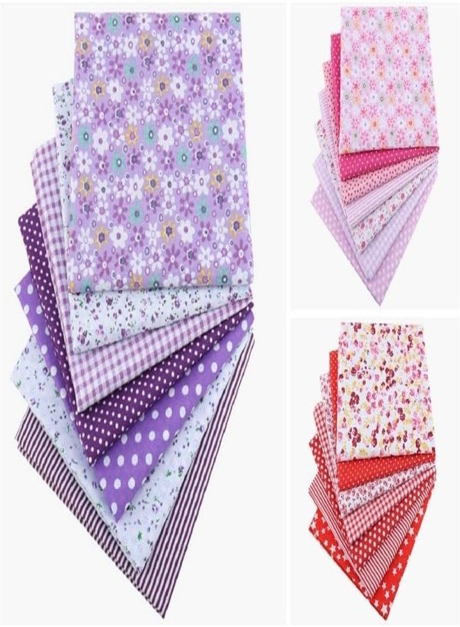 YSSZAM 7Pcs Top Red Cotton Craft Fabric Bundle Squares Patchwork DIY Sewing Scrapbooking Quilting Floral Dot Pattern Craft and Hobby Fabric 10" x 10" (25cm x 25cm) - Image 5