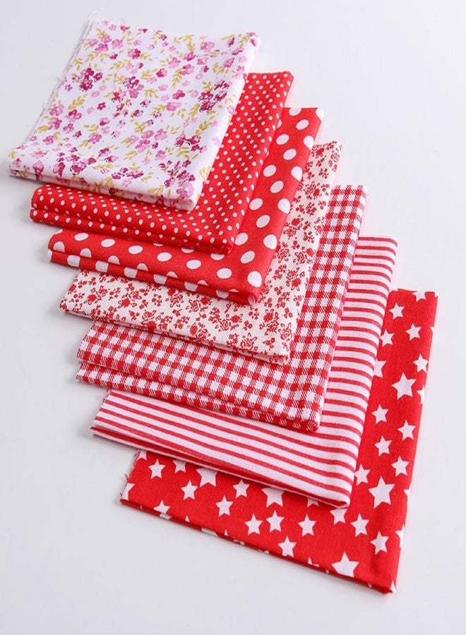 YSSZAM 7Pcs Top Red Cotton Craft Fabric Bundle Squares Patchwork DIY Sewing Scrapbooking Quilting Floral Dot Pattern Craft and Hobby Fabric 10" x 10" (25cm x 25cm) - Image 4